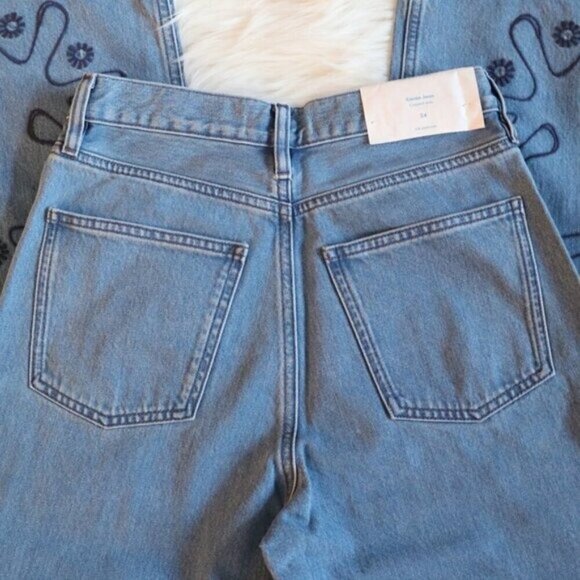 NWT Anthropologie M.i.H Embroidered Wide Leg Light Wash Cropped Jeans Size 24 - Picture 12 of 16